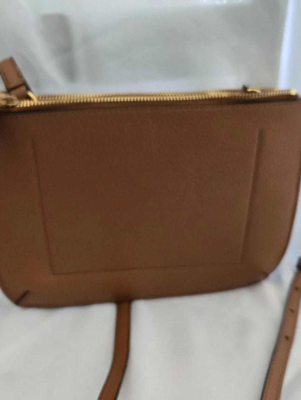 Lauren Ralph Lauren Brown Pebbled Leather Crossbody Bag Gold Hardware